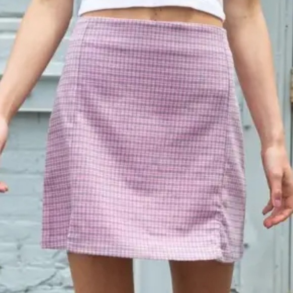 J GALT Short Mini Cara Skirt Pink Red Checkered Gingham Zip Back XS/S - Picture 1 of 6